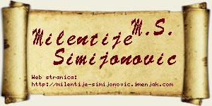 Milentije Simijonović vizit kartica